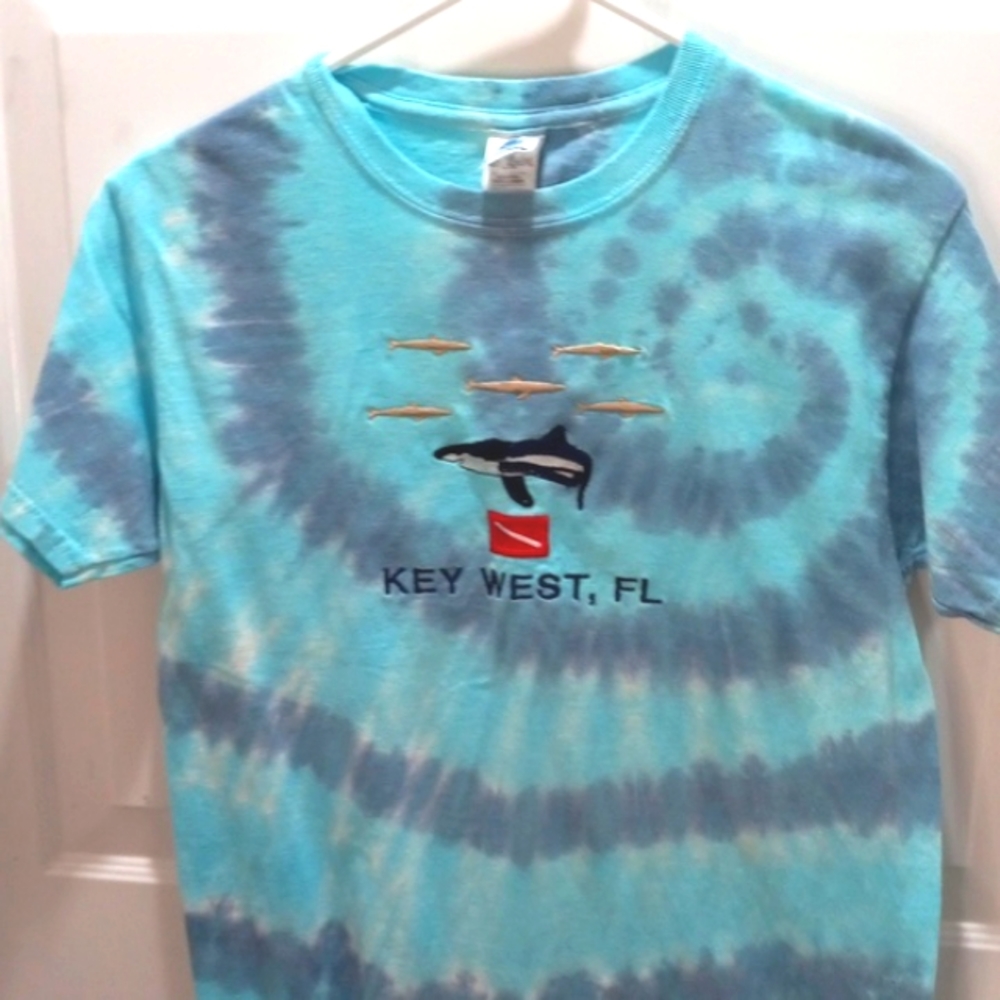 Key West ,Fl Blue Tie Dyed T Shirt Size Large Child
